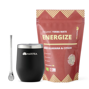 Matetea startpakke med Matetea ENERGIZE økologisk yerba mate te. 